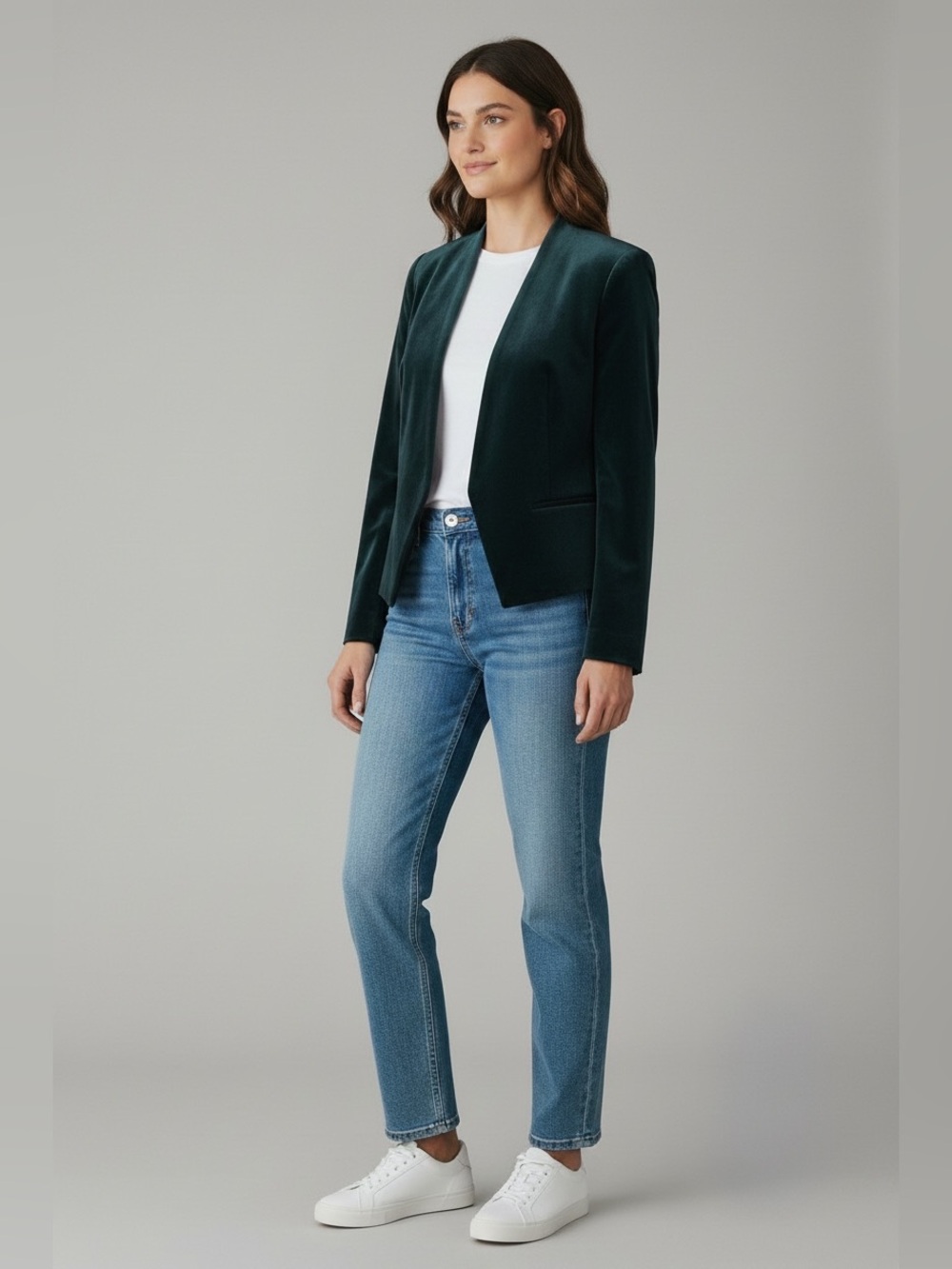 Harve Bernard Velvet Collarless Open Blazer Jacket Size 12 NWT